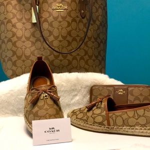 Coach original logo Tote, espadrilles, & wallet.